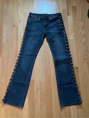 Women's Flare Jeans with Side Buckle detail